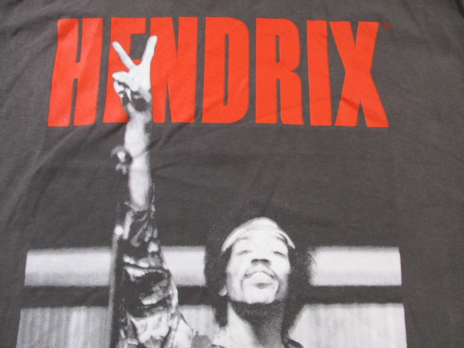 Authentic Hendrix Shirt Men Medium Gray Photo Graphic Rock Music Tee Guitar 15093
