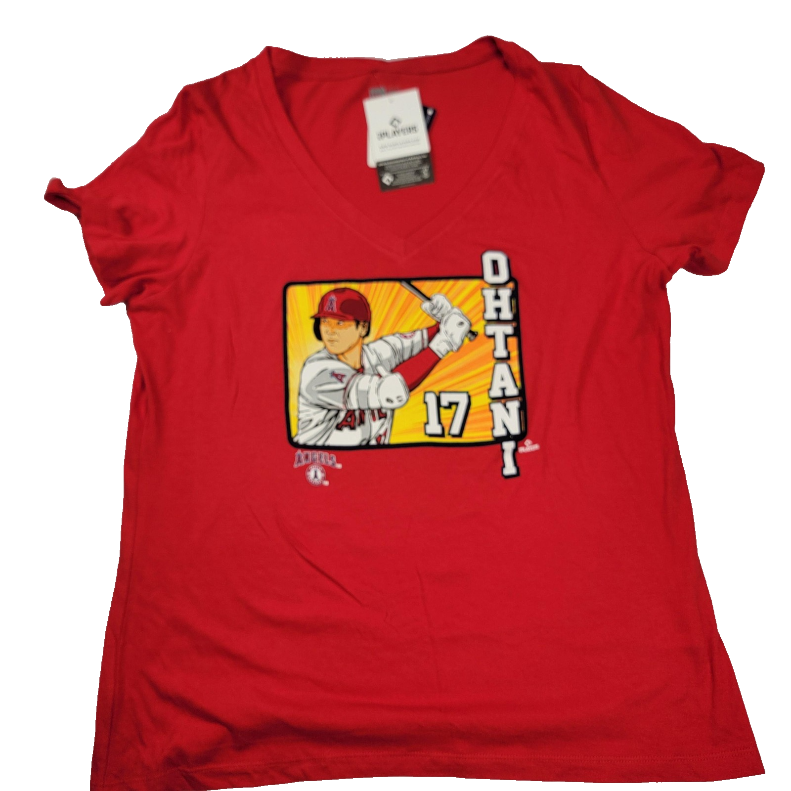 Los Angeles Angels Shirt Women XL Red MLB Baseball New Era Ohtani 17 V Neck 10150