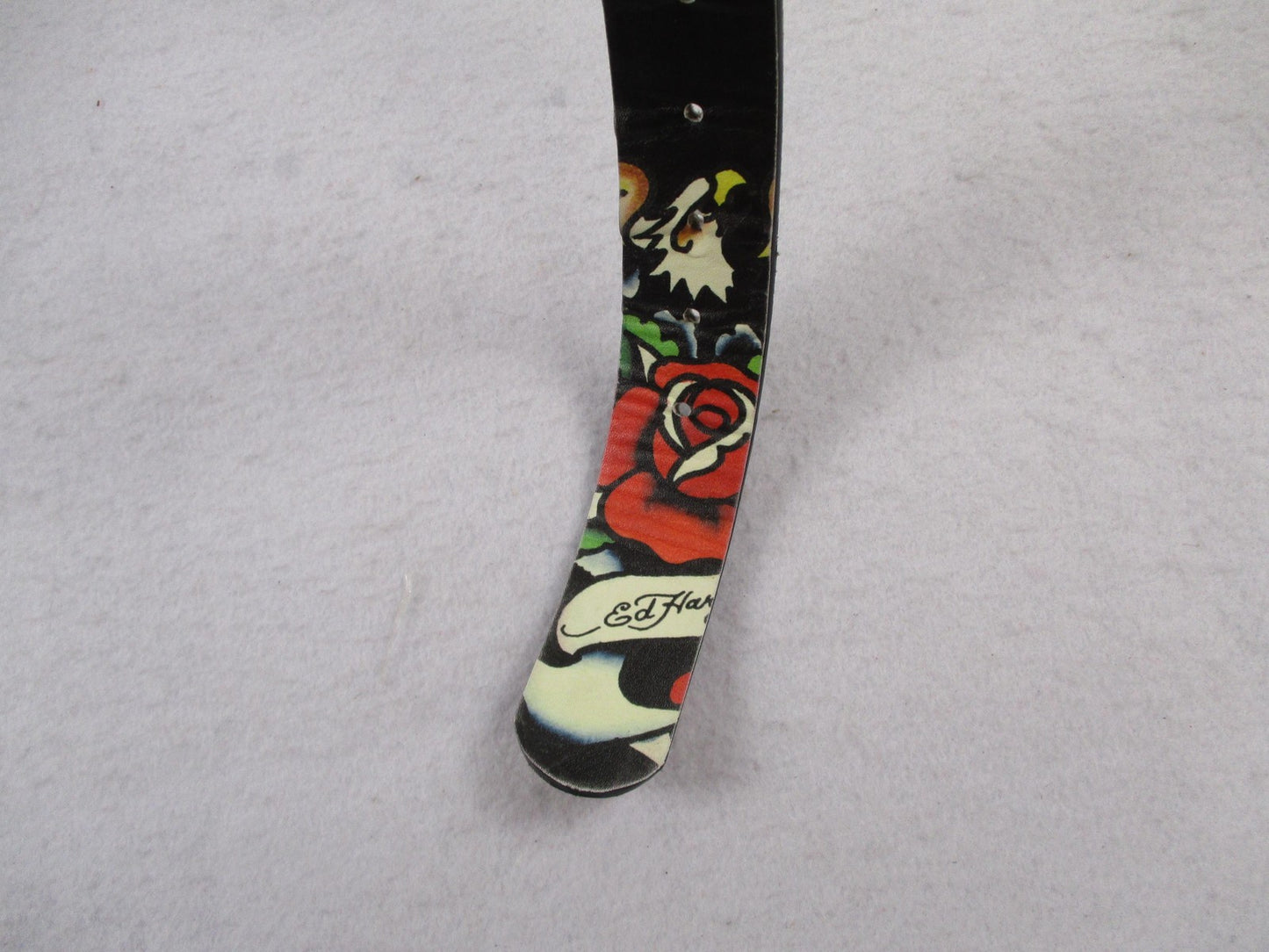 Ed Hardy Belt Mens Size 42 Multicolor Skull Rose Tattoo Graphic Rock Buckle2
