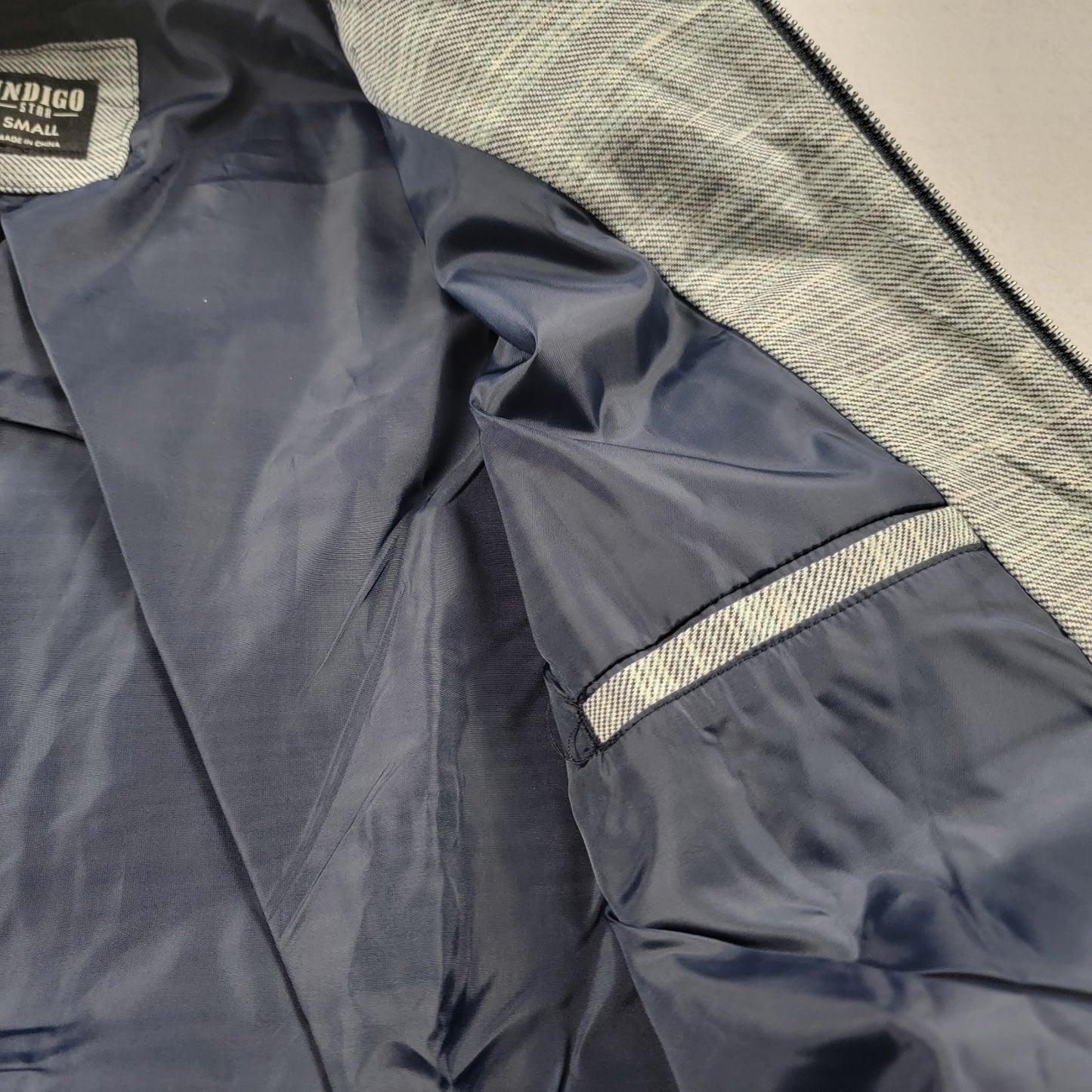 Indigo Star Men’s Bomber Shirt Jacket Grey SpaceDyed Twill Size S NWT