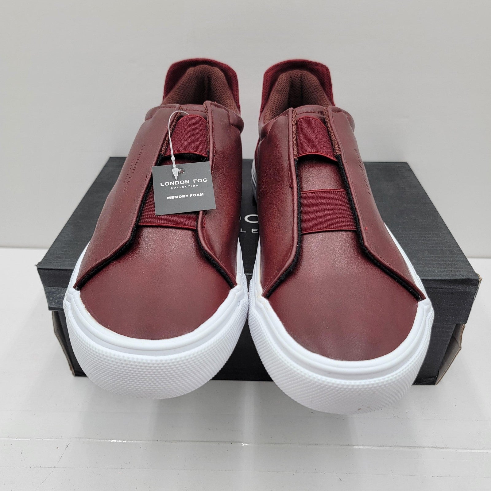 London Fog Shoes Mens Size 10M Red Cabernet Francis Slip On Memory Foam Comfort3