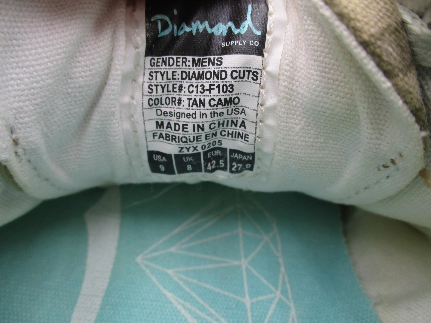 Diamond Supply Co Diamond Cuts Shoes Mens Size 9 Tan Camo C13F103 Sneakers 1Q88