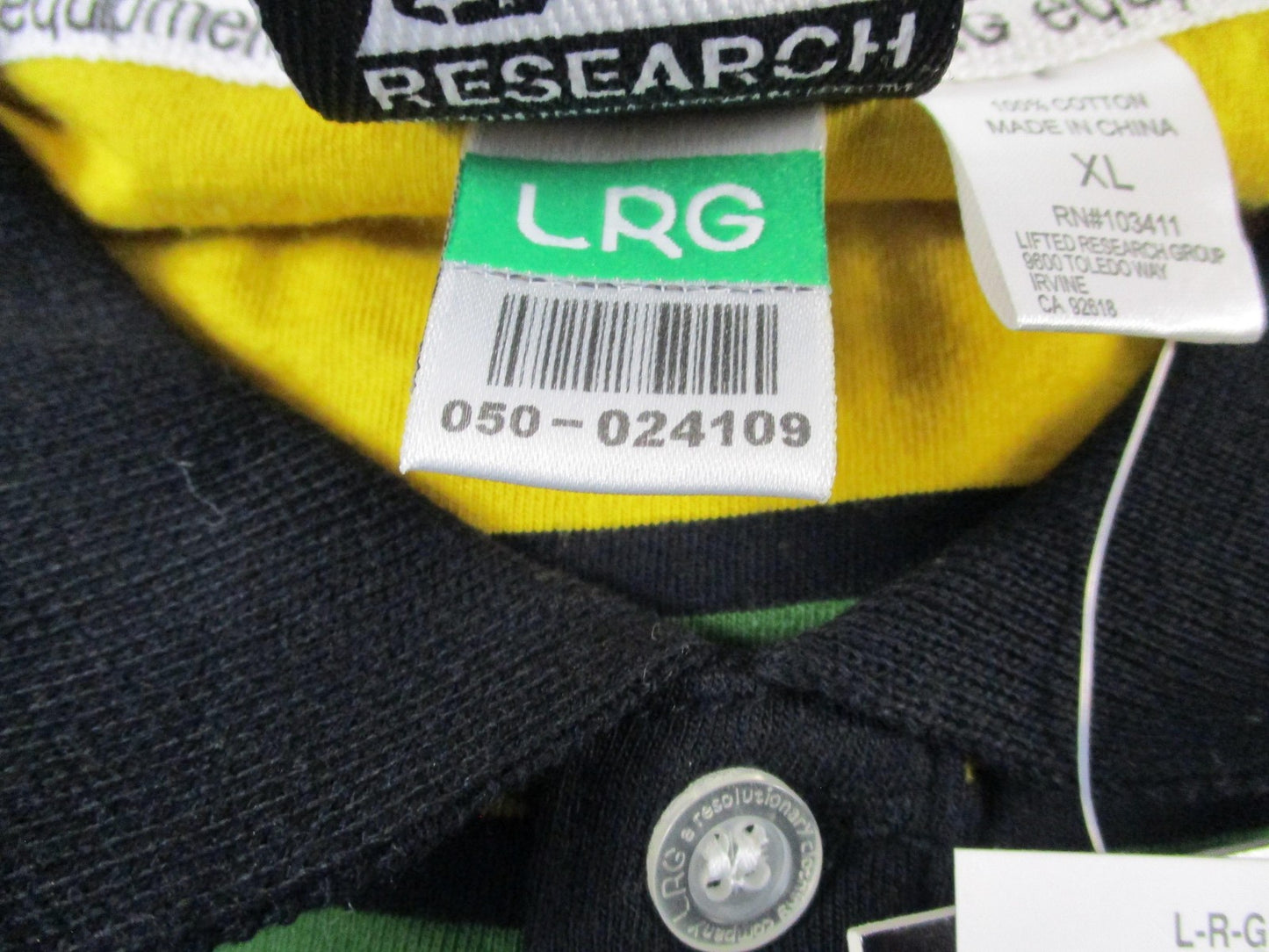 LRG Game Call Polo Shirt Mens XL Multicolor Striped Short Sleeve Cotton 16366
