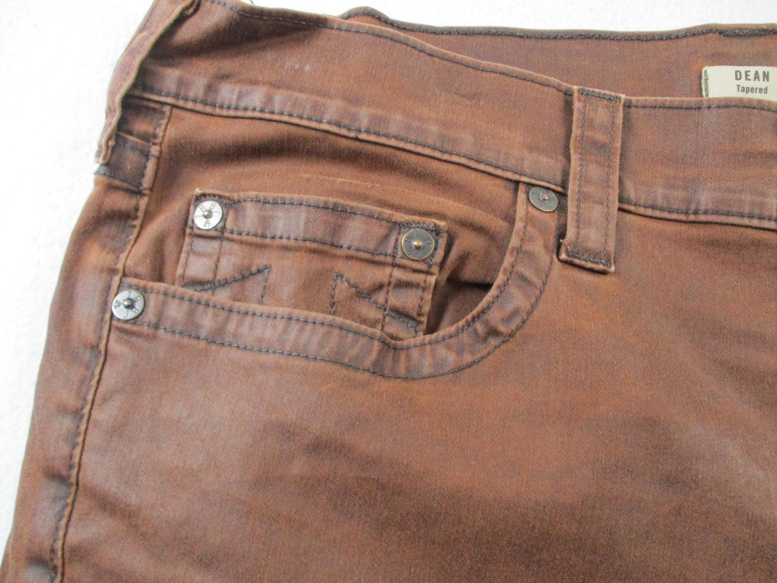 True Religion Dean Jeans Mens 40x32 Brown Tapered Slim Stretch Denim USA 14362