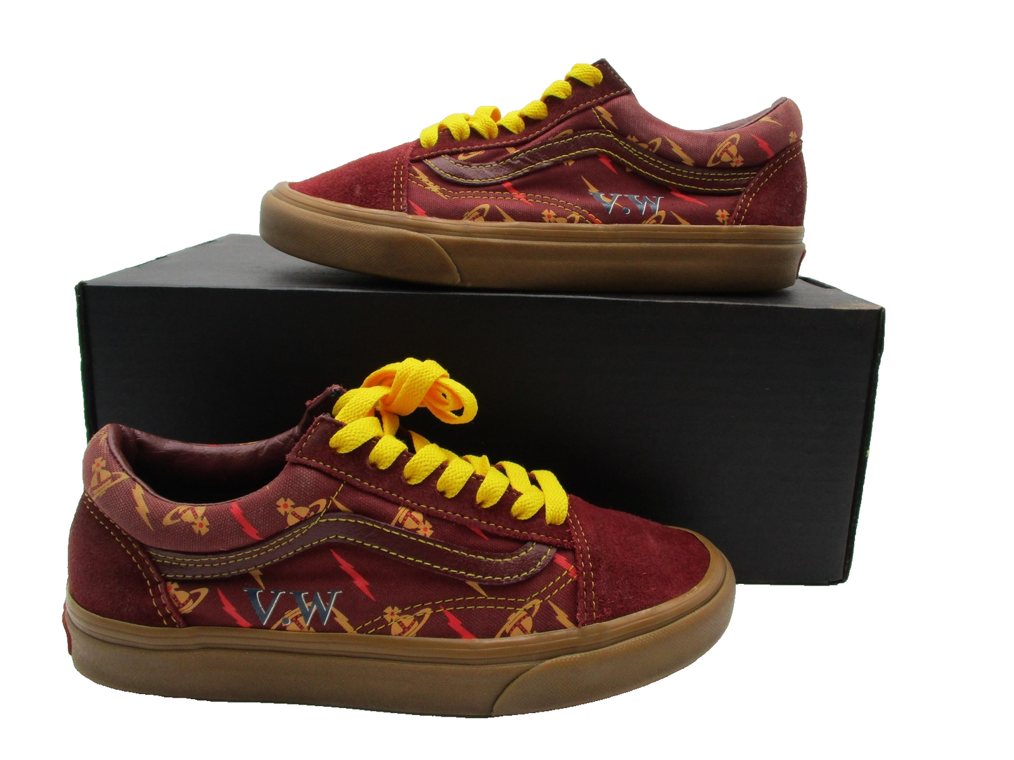 Vans Old Skool Vivienne Westwood Shoes Mens 5.5 Womens 7 Red Gum Bolt Print 1A40