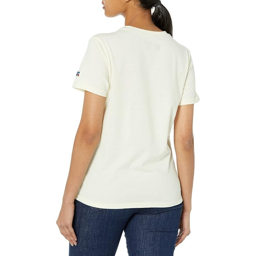 Russell Athletic Women's Graphic Logo Short Sleeve Tee Vintage White Sz XL1