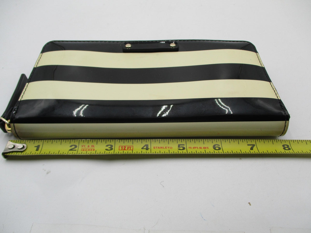 Kate Spade Wallet Women's One Size Black Striped Patent Zip Around Wristlet9