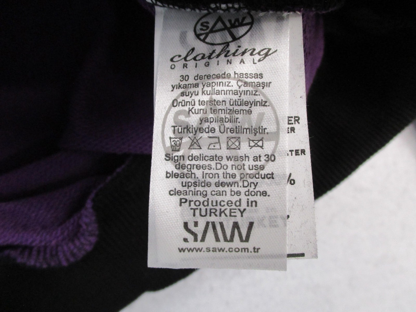 SAW Sweatshirt Mens Large Purple Black White Pullover Fleece Colorblock Crewneck8