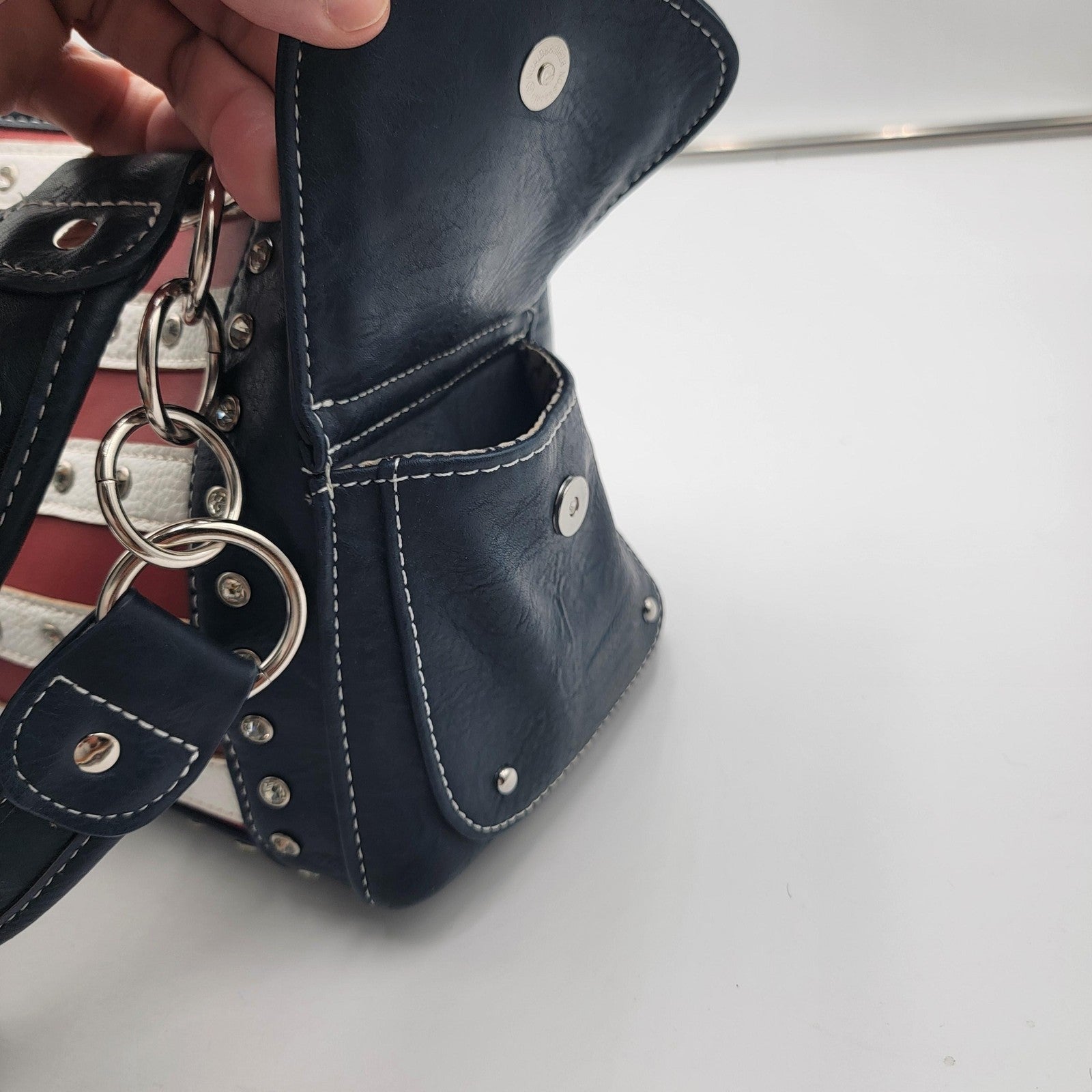 Montana West Purse Womens Shoulder Bag Studded Patriotic Handbag Wallet Set USA4
