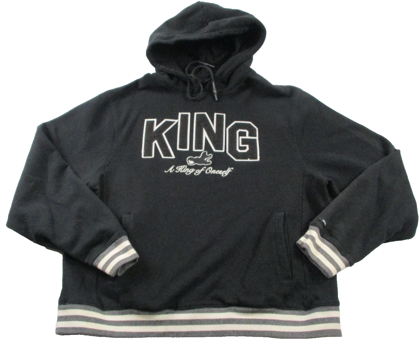 AKOO Hoodie Mens 2XL Black Pullover Fleece Sweatshirt KING Graphic Front 16660