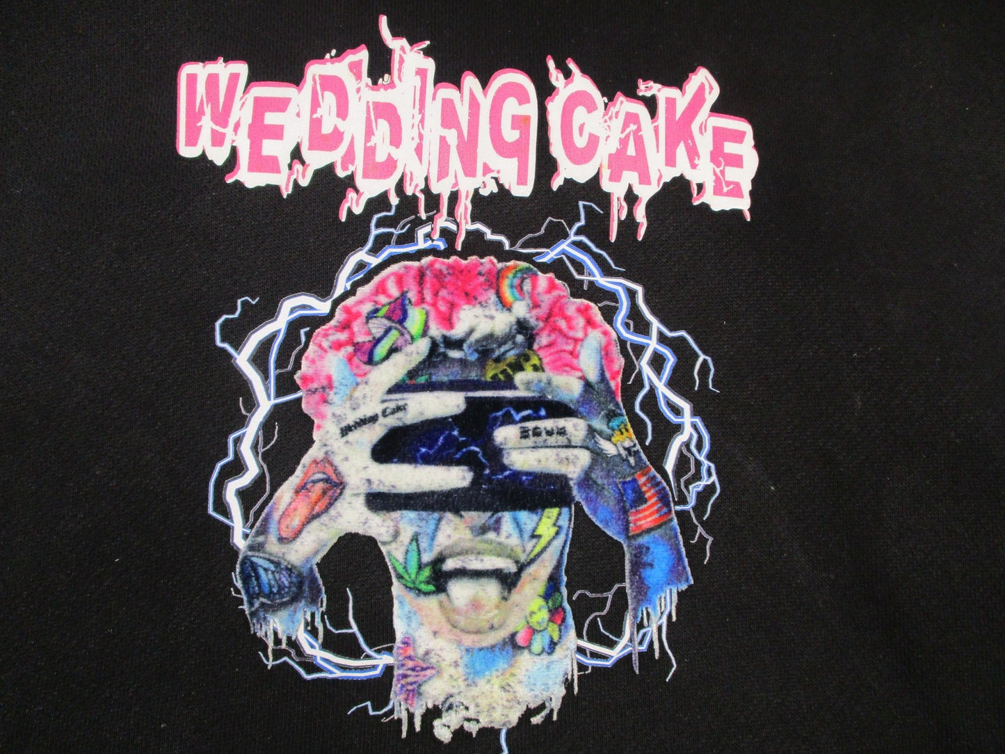 Wedding Cake Hoodie Mens 2XL Black Graphic Pullover Back Embroidered