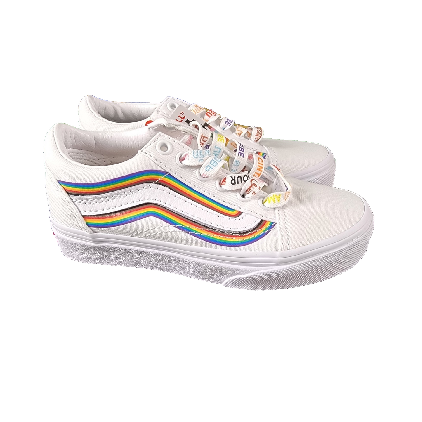 Vans Old Skool Pride Edition Kids 12Y White Rainbow VN0A7Q5FB5U New0