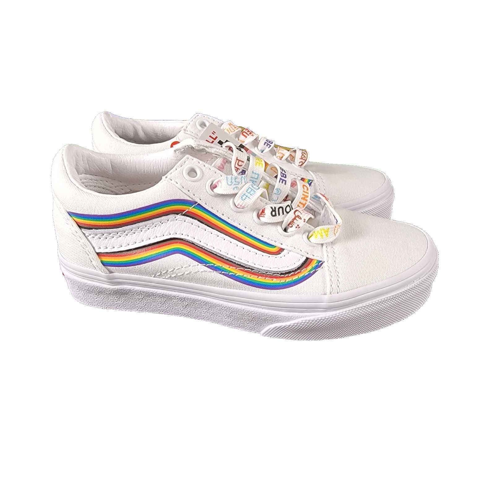 Vans Old Skool Pride Edition Kids 12Y White Rainbow VN0A7Q5FB5U New0