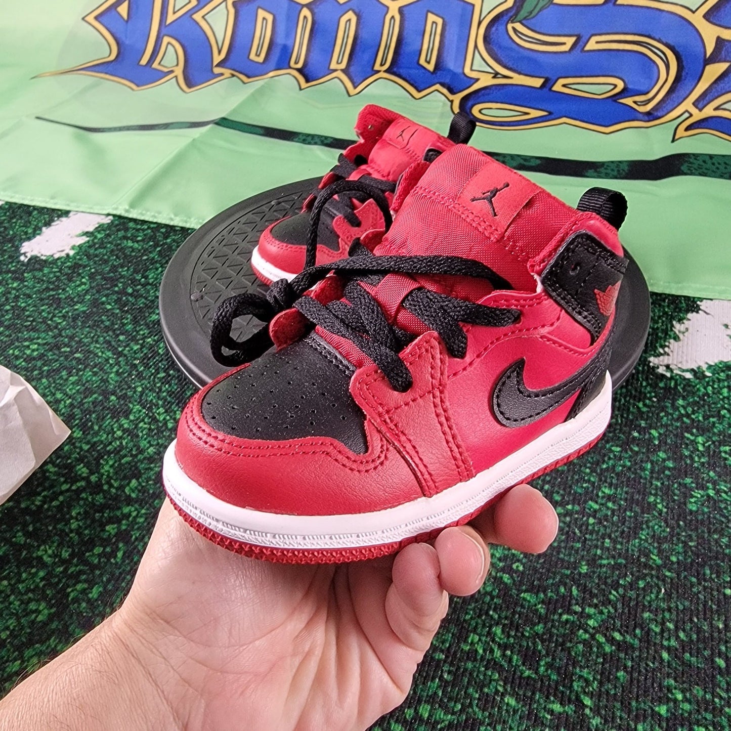 Toddler's Jordan 1 Mid "Reverse Bred" Gym Red/Black-White (640735 660) Sz 6c1