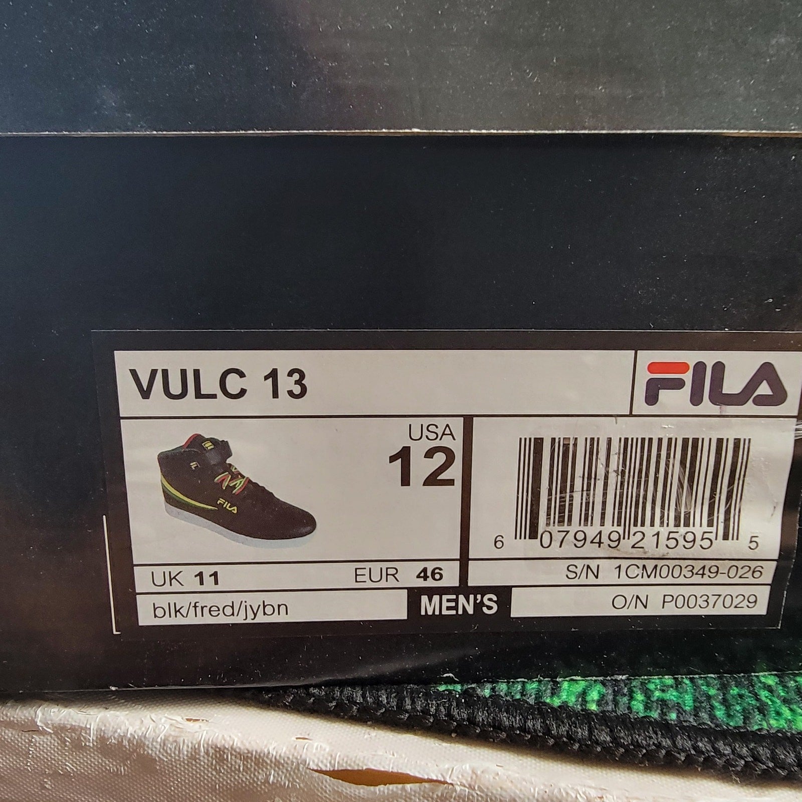 FILA Vulc 13 Mid Black/Yellow/Green/Red Mens Sz 128