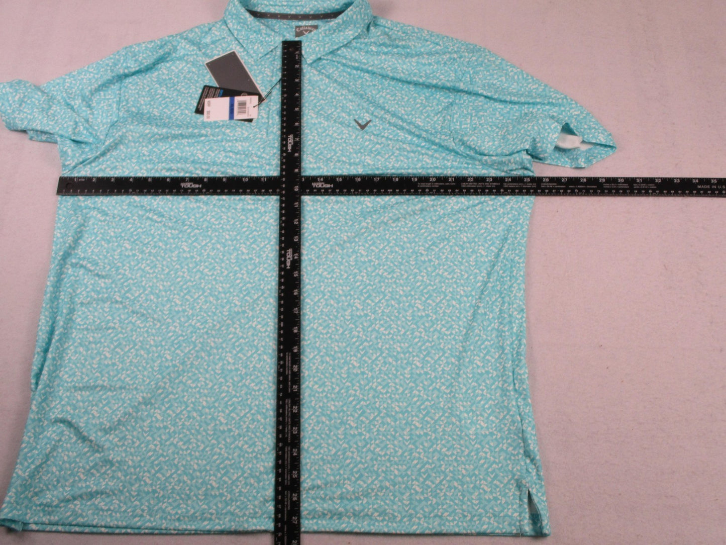Callaway Polo Shirt Mens XL Blue Radiant OptiDri Geometric Golf Stretch UV 13176