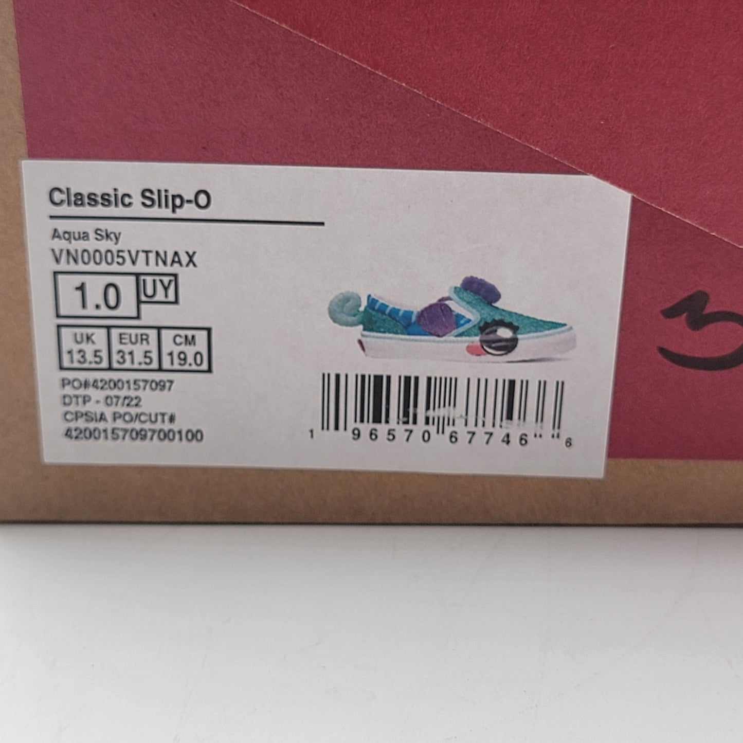 Vans Kids Classic SlipOn Aqua Sky Mermaid Glitter Toddler Size 1 US w/ Box8