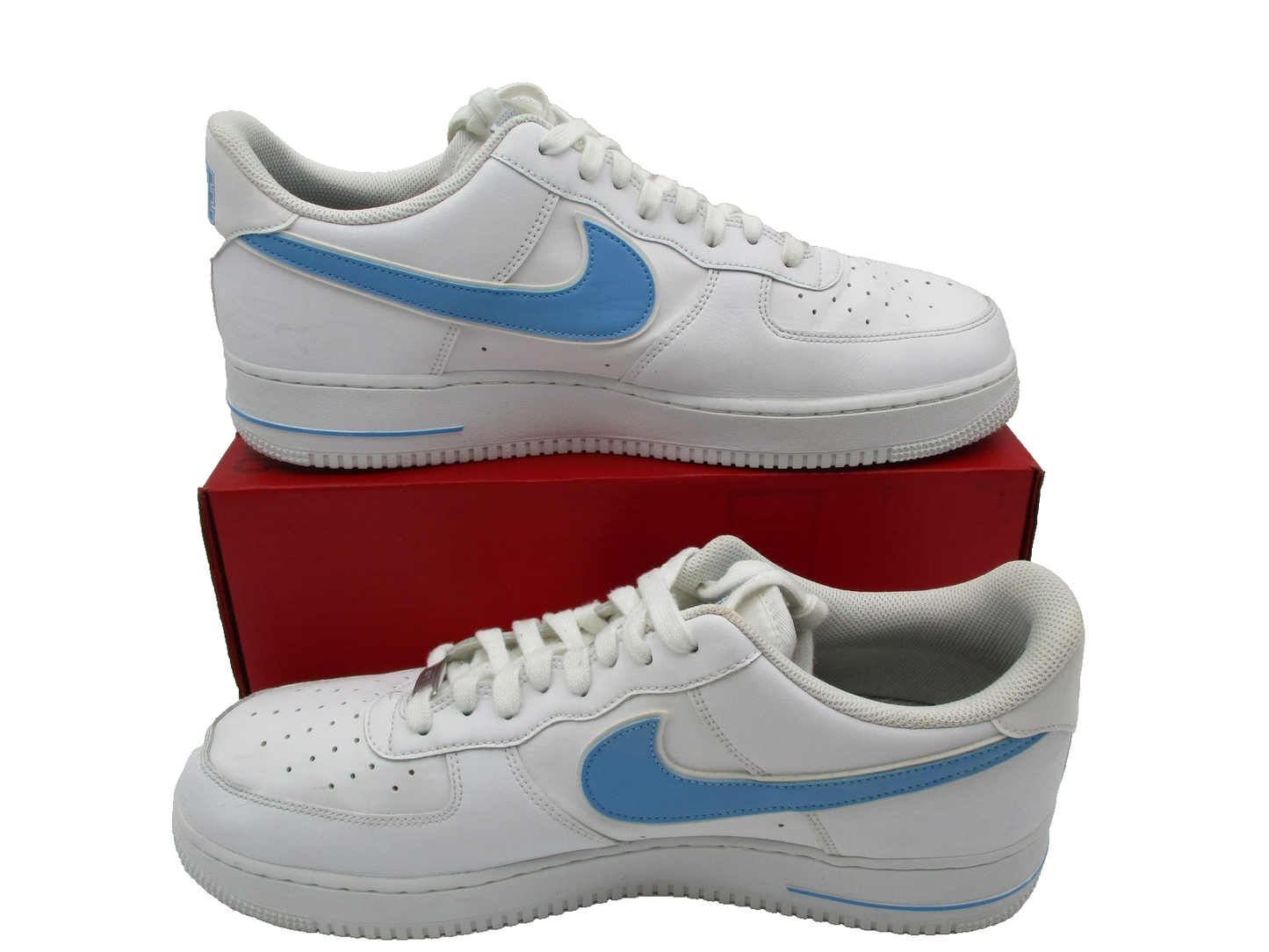 Nike Air Force 1 Low Shoes Men Sz 14 White Blue Leather Low Top AF1 Classic 1E73