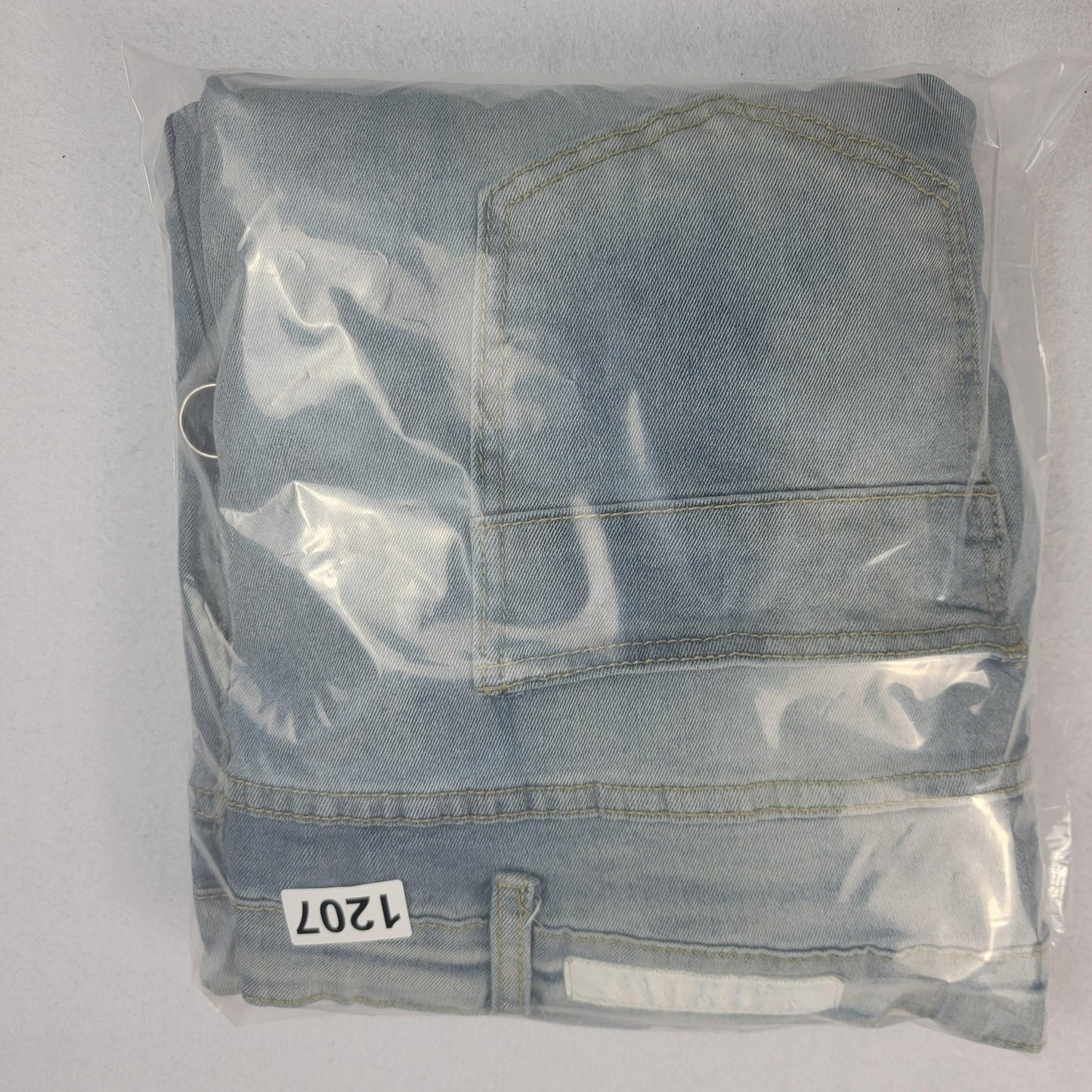 M Society Jeans Mens 44x32 Light Wash Moto Biker Distressed Stretch Blue