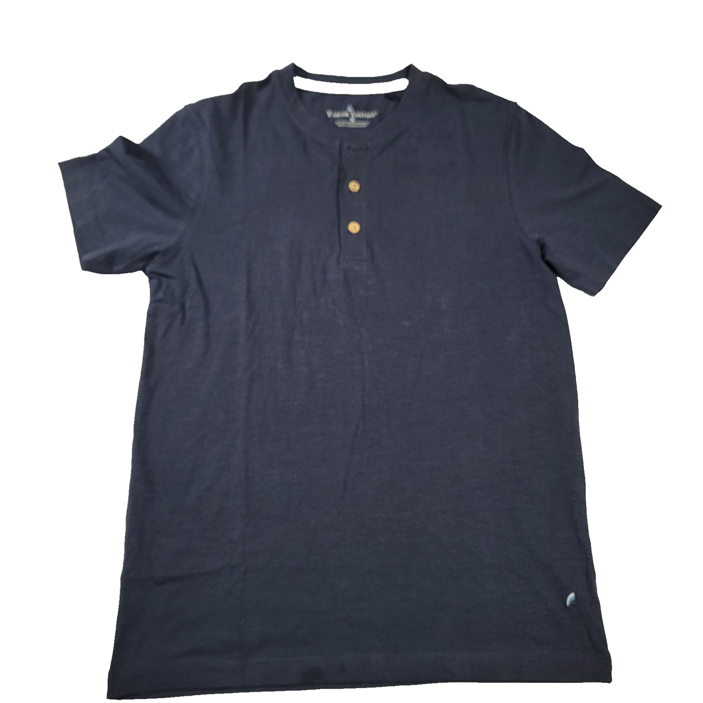 Tailor Vintage Shirt Mens Small Navy Blue Short Sleeve Henley Stretch Cotton 6110