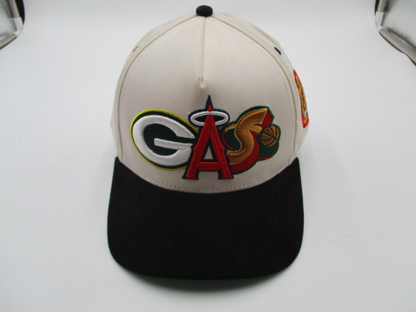 GASNYC Hat Cap Snap Back Mens One Size Beige Black GAS Graphic Embroidered Funny1