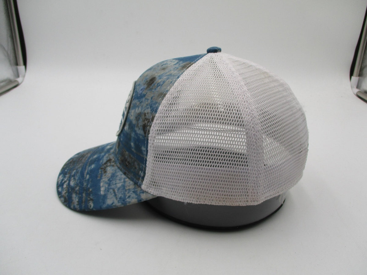Realtree Fishing Hat Cap Fitted Mens L/XL Blue Camo Mesh Trucker Patch4
