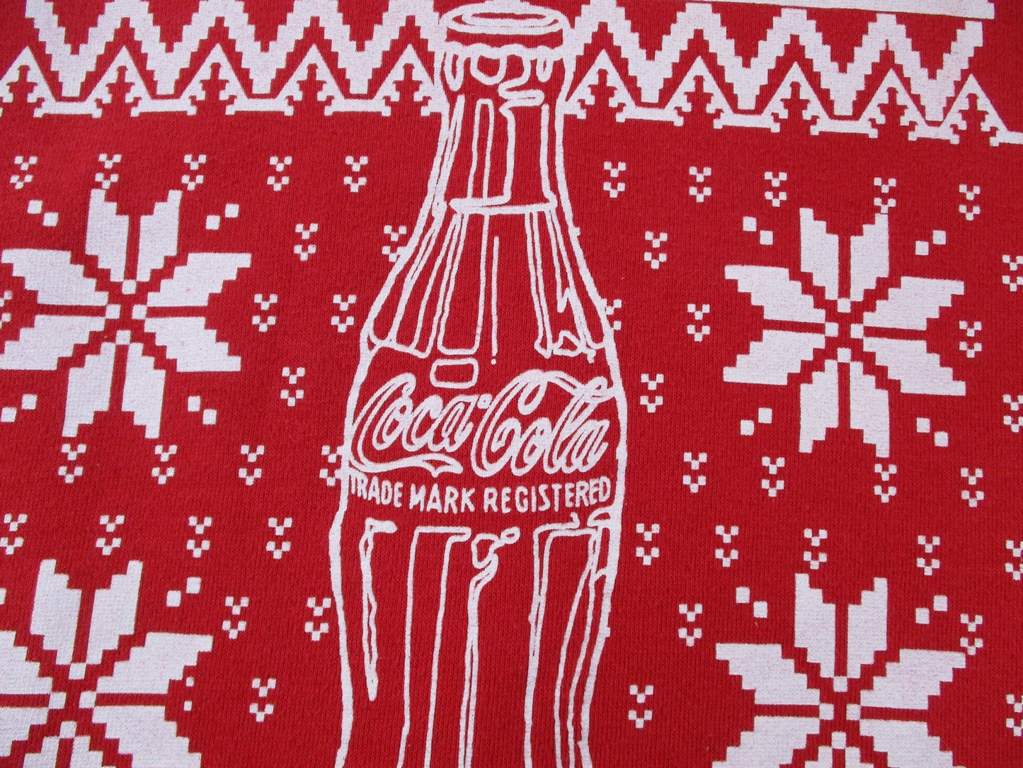 CocaCola Hoodie Mens Large Red Pullover Fleece Sweatshirt Ugly Christmas 16633