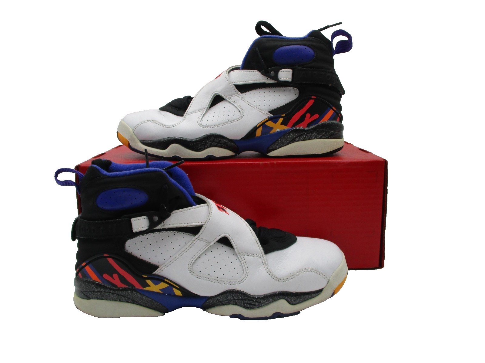 Jordan Air Jordan 8 Retro Threepeat Shoes Youth Size 7Y White Multi Sneakers 1K60