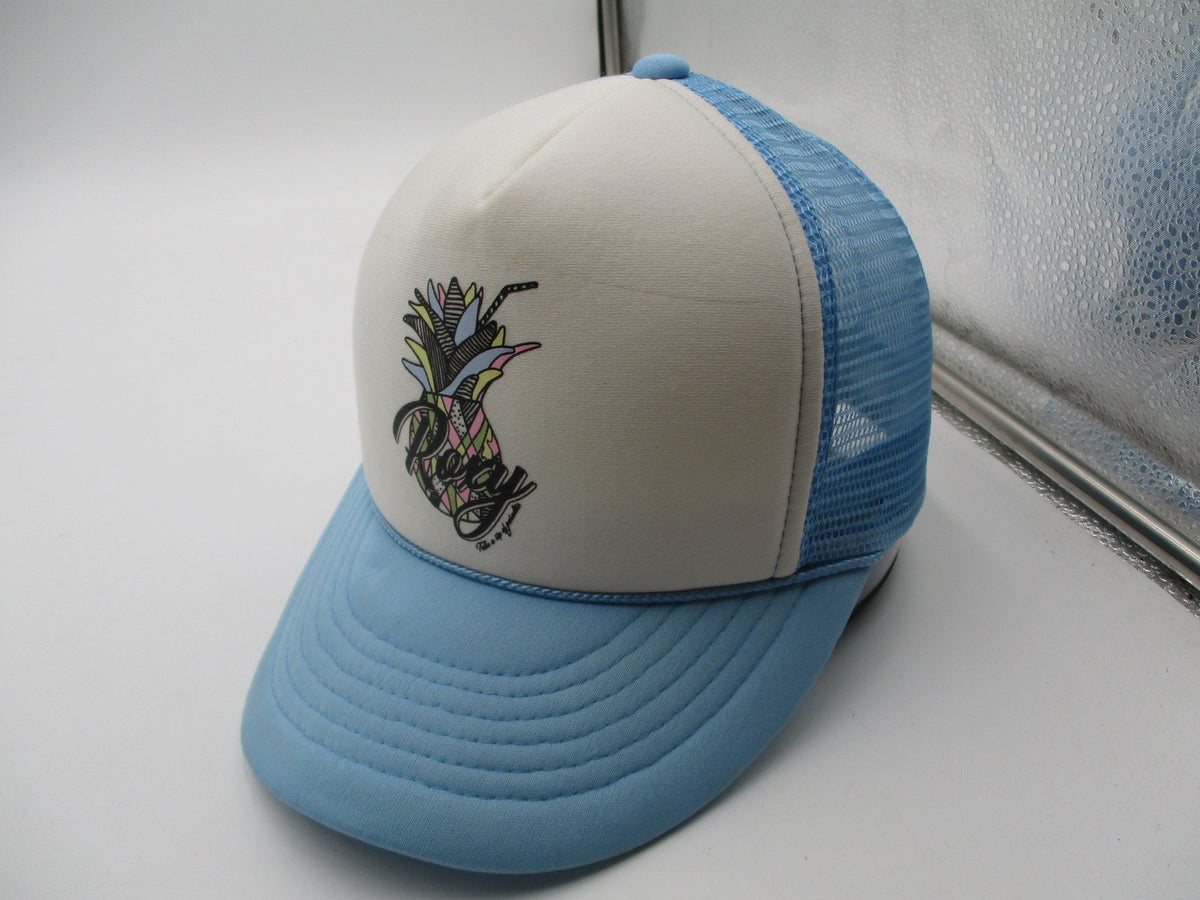 Roxy Hat Cap Snap Back Womens Adjustable Blue Pineapple Logo Trucker Surf Mesh2