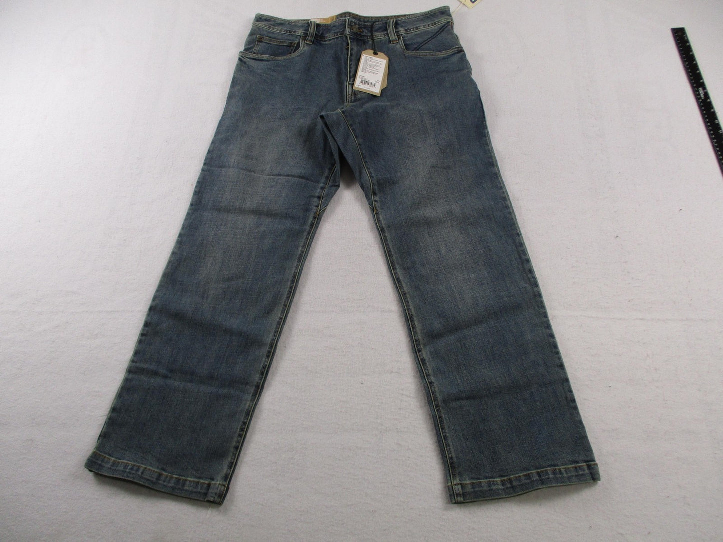 PrAna Axiom Jeans Mens 34x30 Blue Antique Stone Wash Straight Stretch Denim0