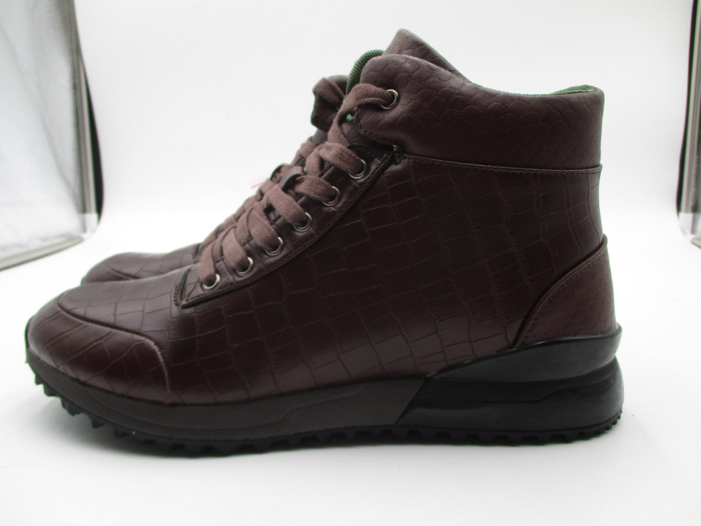 Mazino Hessonite-065 Boots Mens Size 9.5 Brown Croc Embossed Combat Ankle5