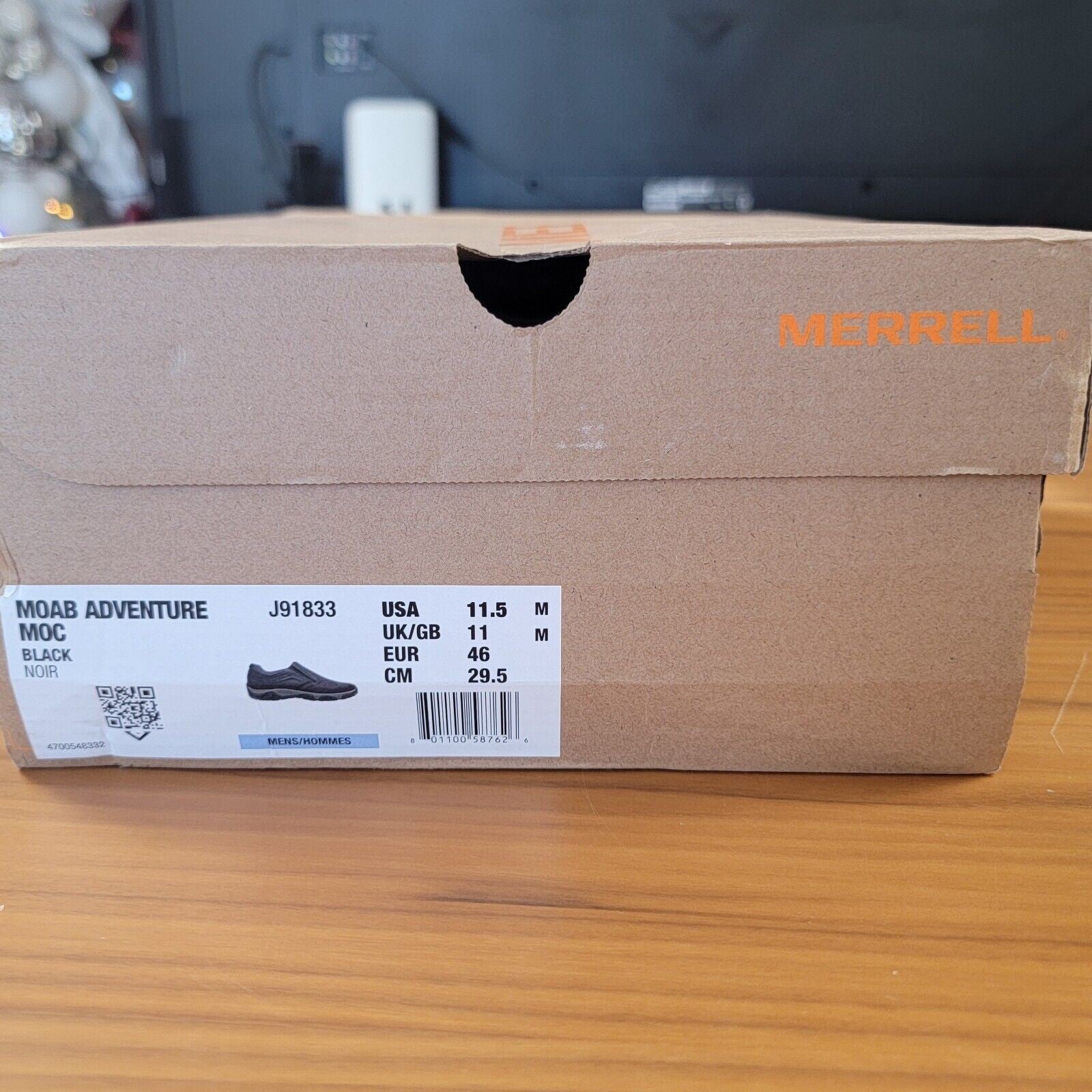 Merrell Mens Moab Adventure Moc Black Leather Slip On Sneakers Sz 11.5 J918337