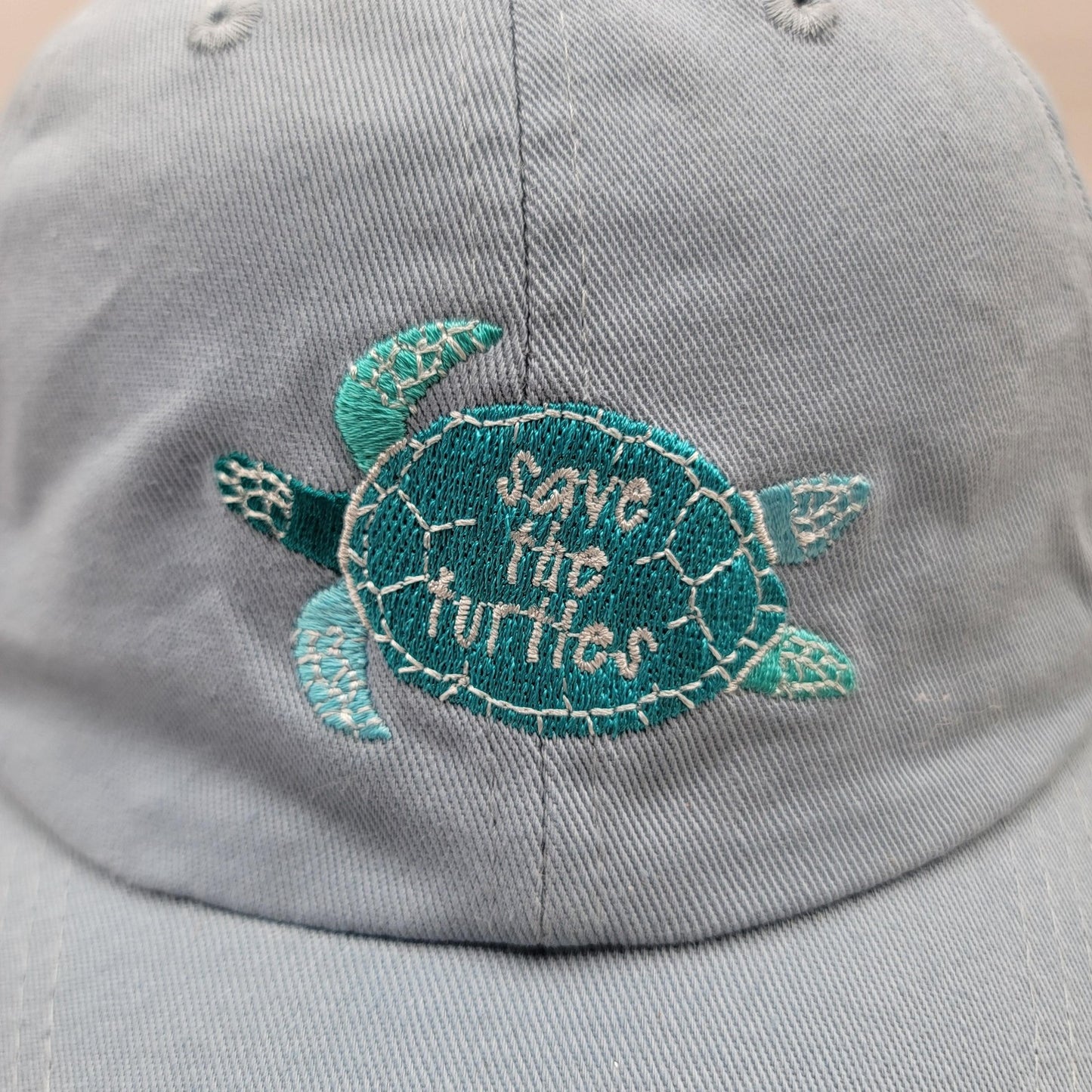 Shedd Aquarium Hat Cap Strap Back Light Blue Embroidered Save The Turtles Mens1