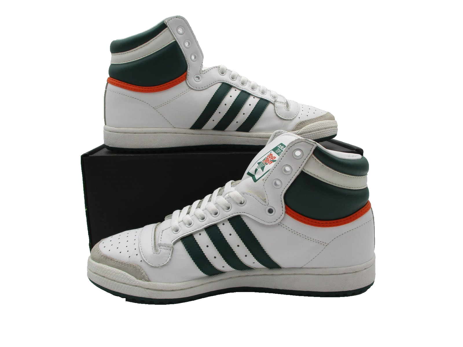 Adidas Top Ten Mens Size 10 White Green Orange High Top Basketball EF2516 (1S2)1