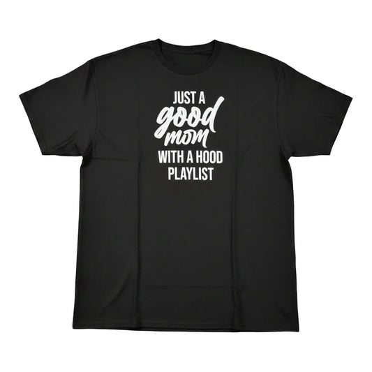 FashionNova 'Just a Good Mom with a Hood Playlist' Black Short Sleeve Tee Sz XL0