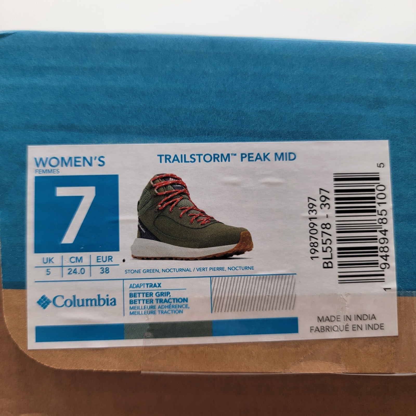 Columbia Trailstorm Peak Mid Women’s 7 Stone Green Hiking Boots New in Box8