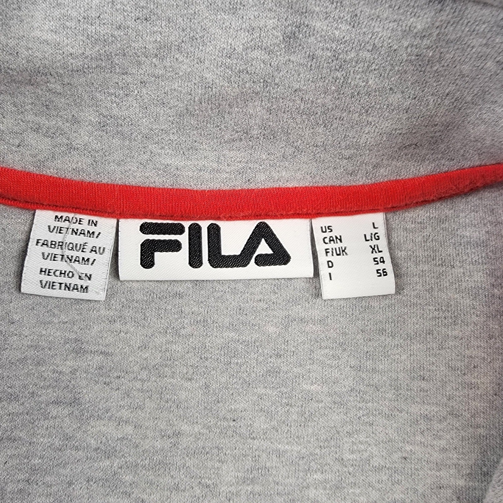 Fila Mens Zip Up Jacket Sz L Gray