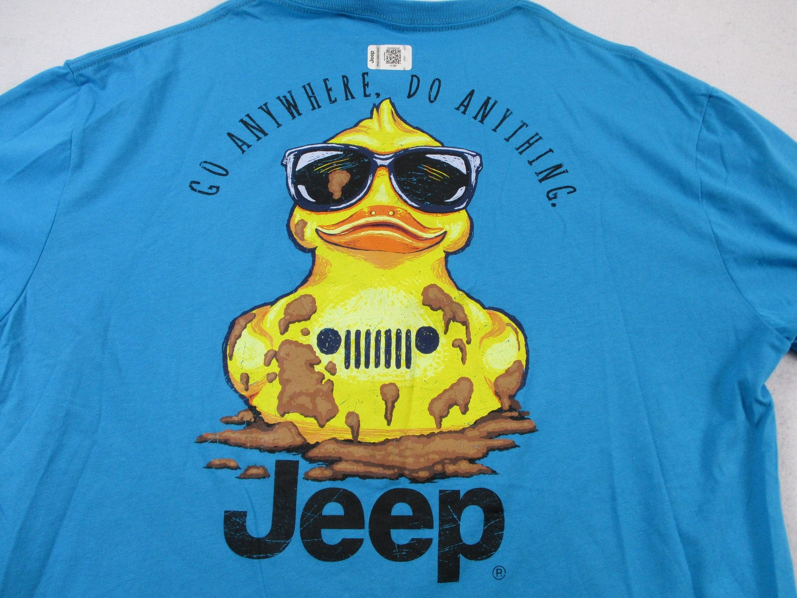 Jeep JEDCO Shirt Mens 2XL Blue Duck Graphic Tee Go Anywhere Slogan 13458
