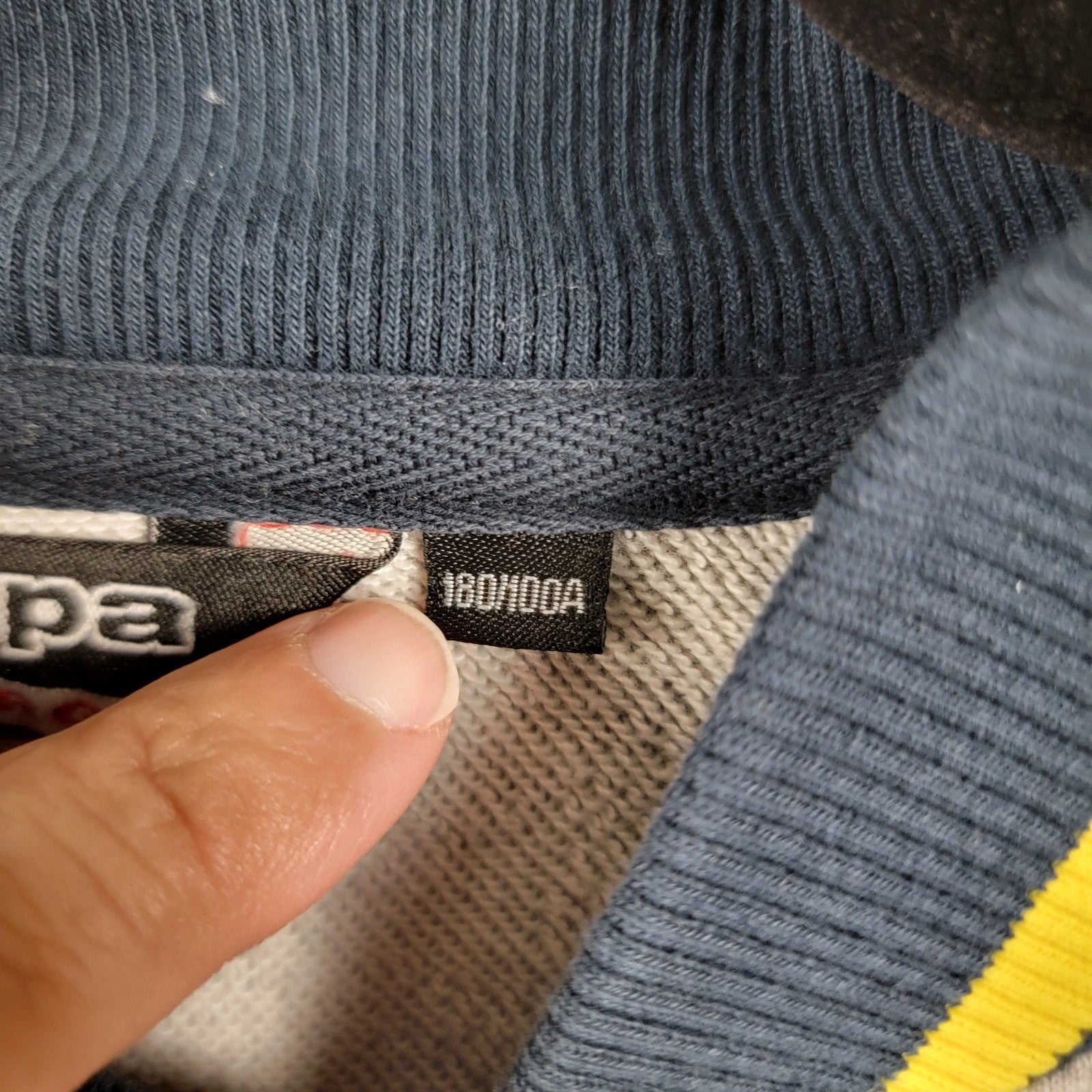 Kappa Men’s Varsity Jacket Gray Navy Yellow Trim Full Snap Front Size XL