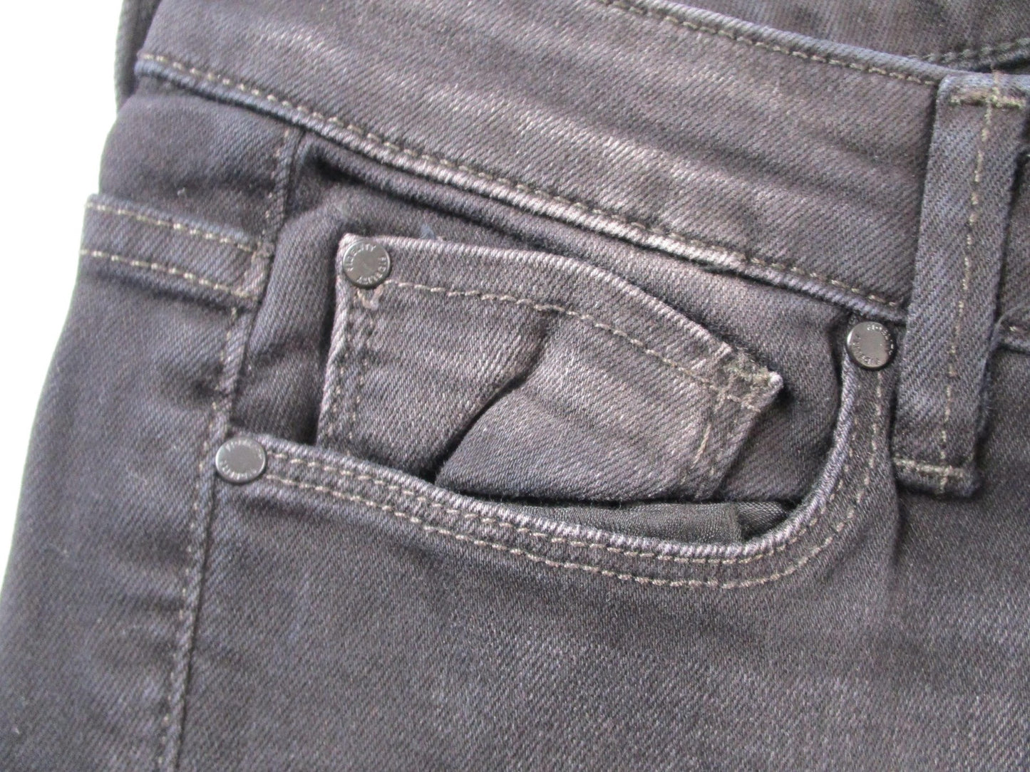 Fidelity Denim REV Jeans Womens 30x32 Black Charcoal Slim Straight Lace Hem 14652