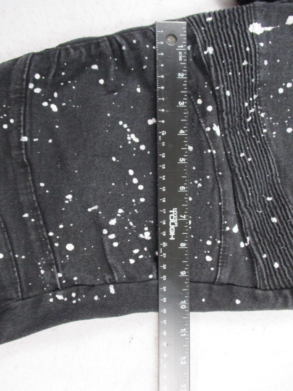 Demolition Shorts Mens 38 Black Paint Splatter Biker Denim Distressed Stretch13