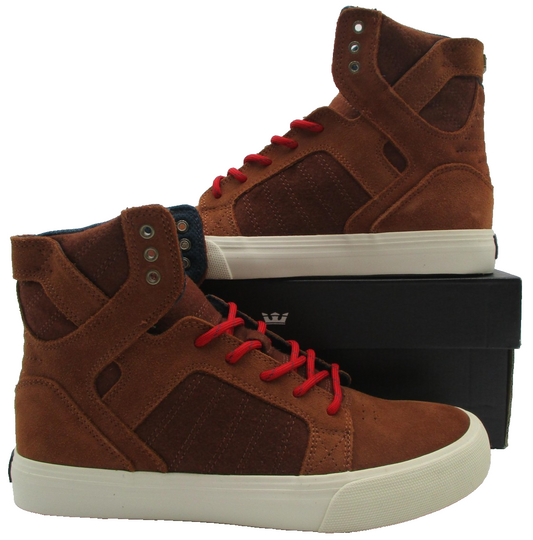 Supra Skytop Muska 001 Shoes Kids Size 5 Brown Suede High Top Skate Sneakers0
