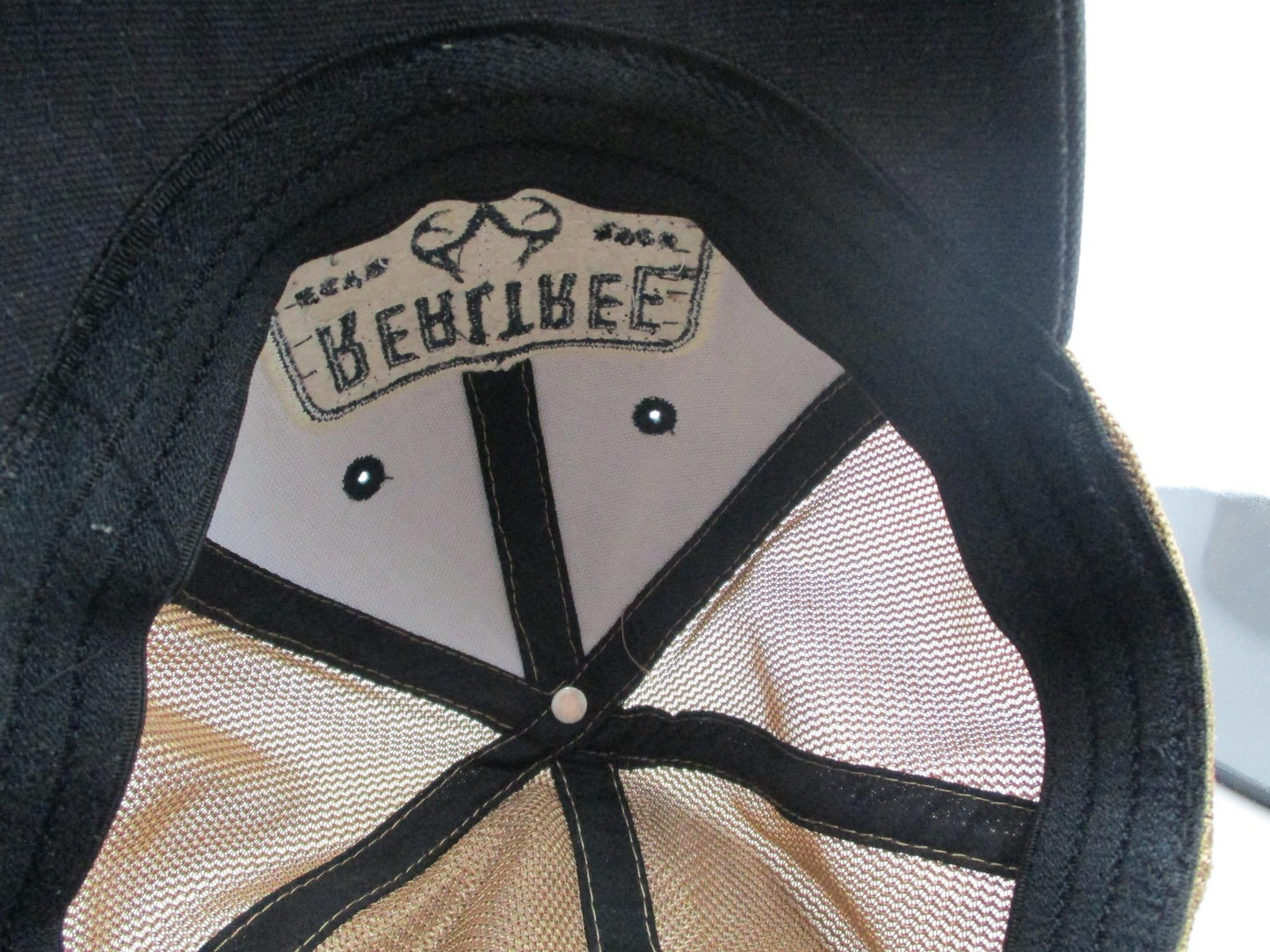 Realtree Dad Cap Fitted Mens Medium Black Tan Mesh Trucker Patch Distressed Look9