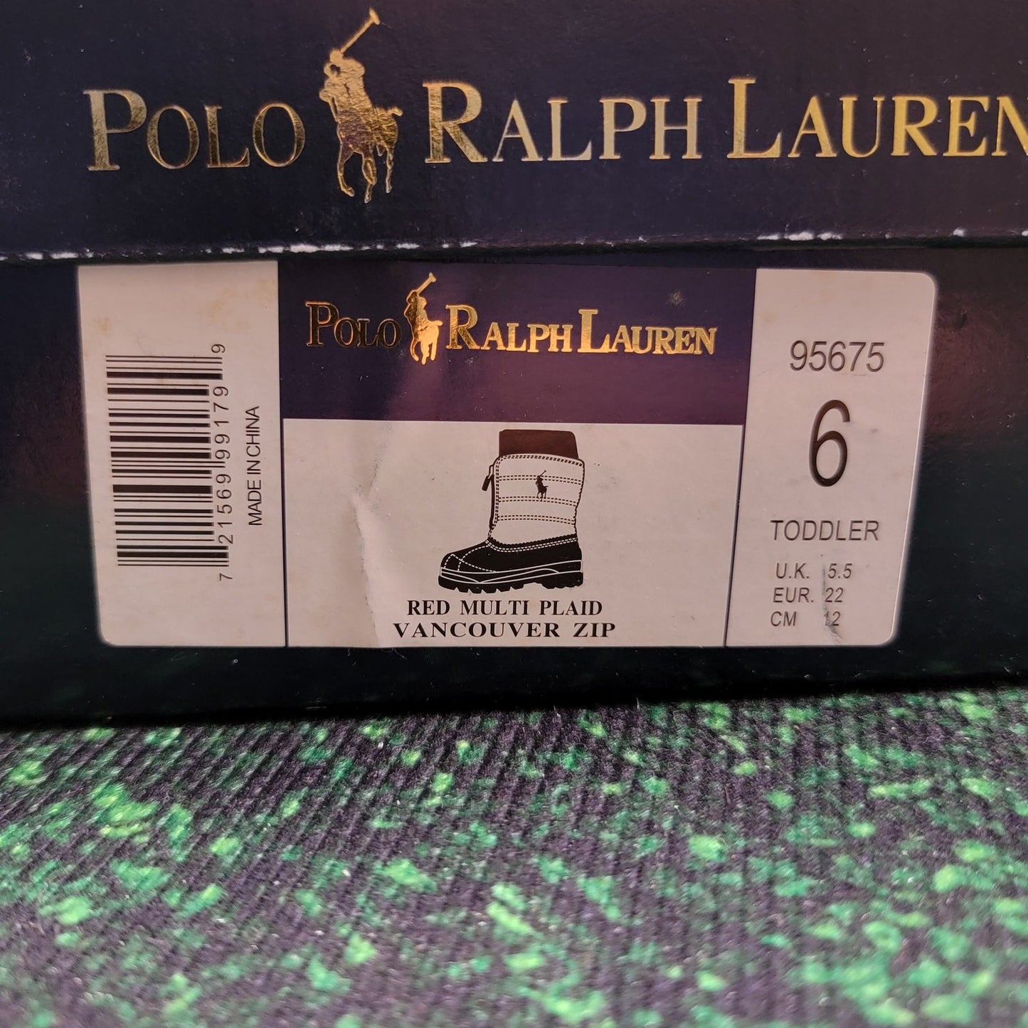 Polo Ralph Lauren Vancouver Zip Red Multi Plaid Toddler Boots Sz 611