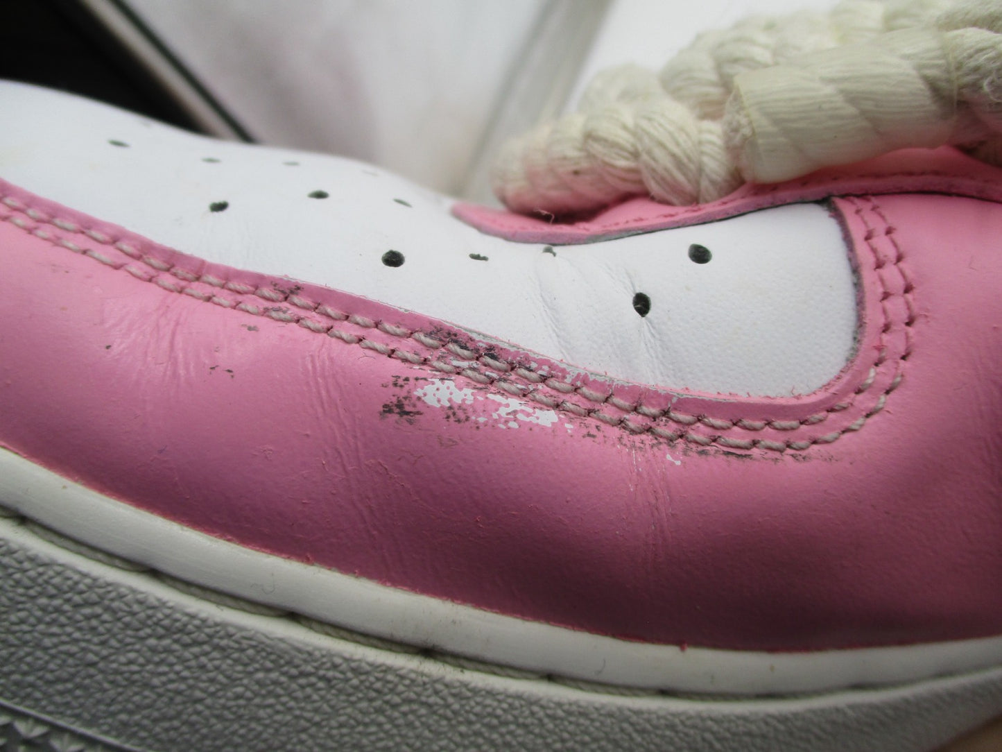 Nike Air Force 1 Low Shoes Mens Size 12 Pink White MBM Rope Laces Custom (1C6)14