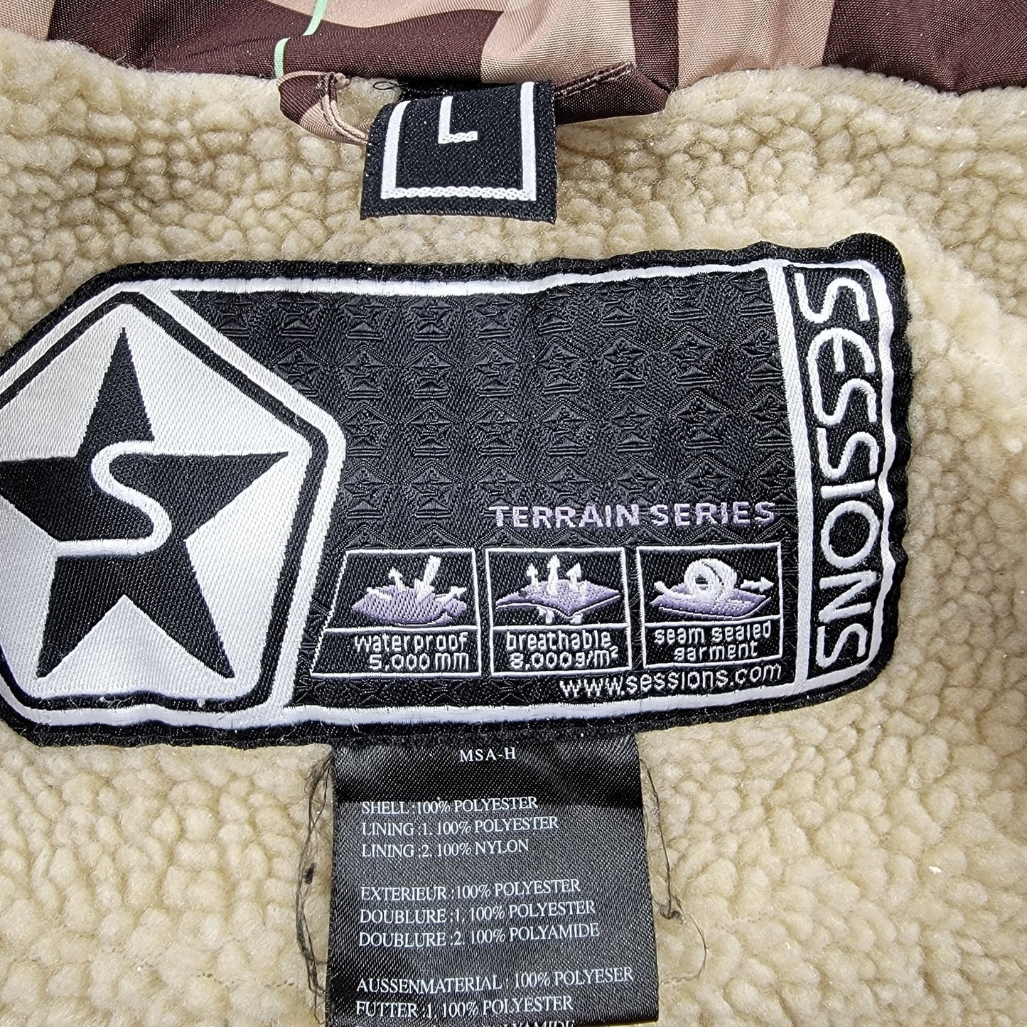 Sessions Terrain Series RECCO Plaid Snowboard Ski Jacket Men’s XL Brown Beige2