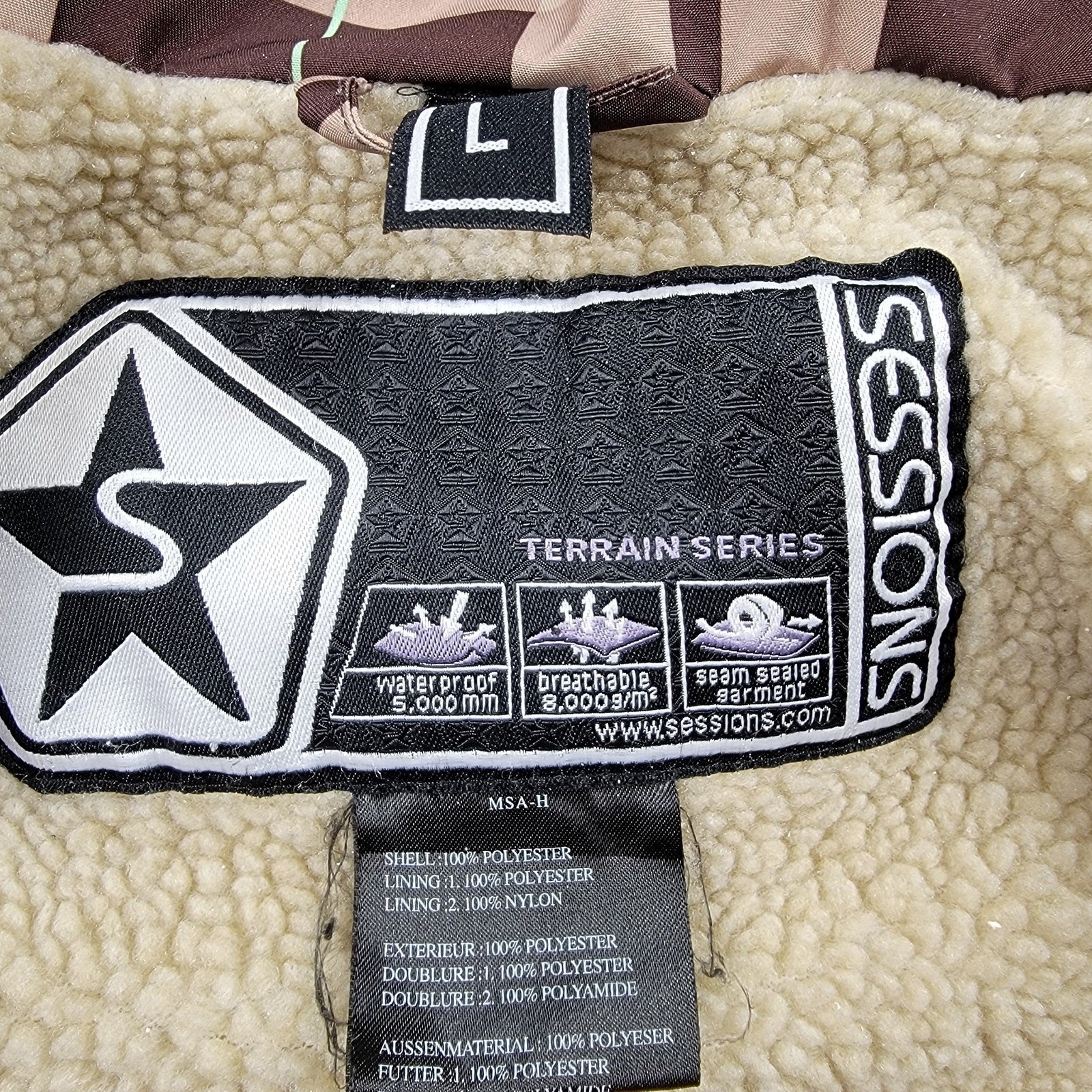 Sessions Terrain Series RECCO Plaid Snowboard Ski Jacket Men’s XL Brown Beige2