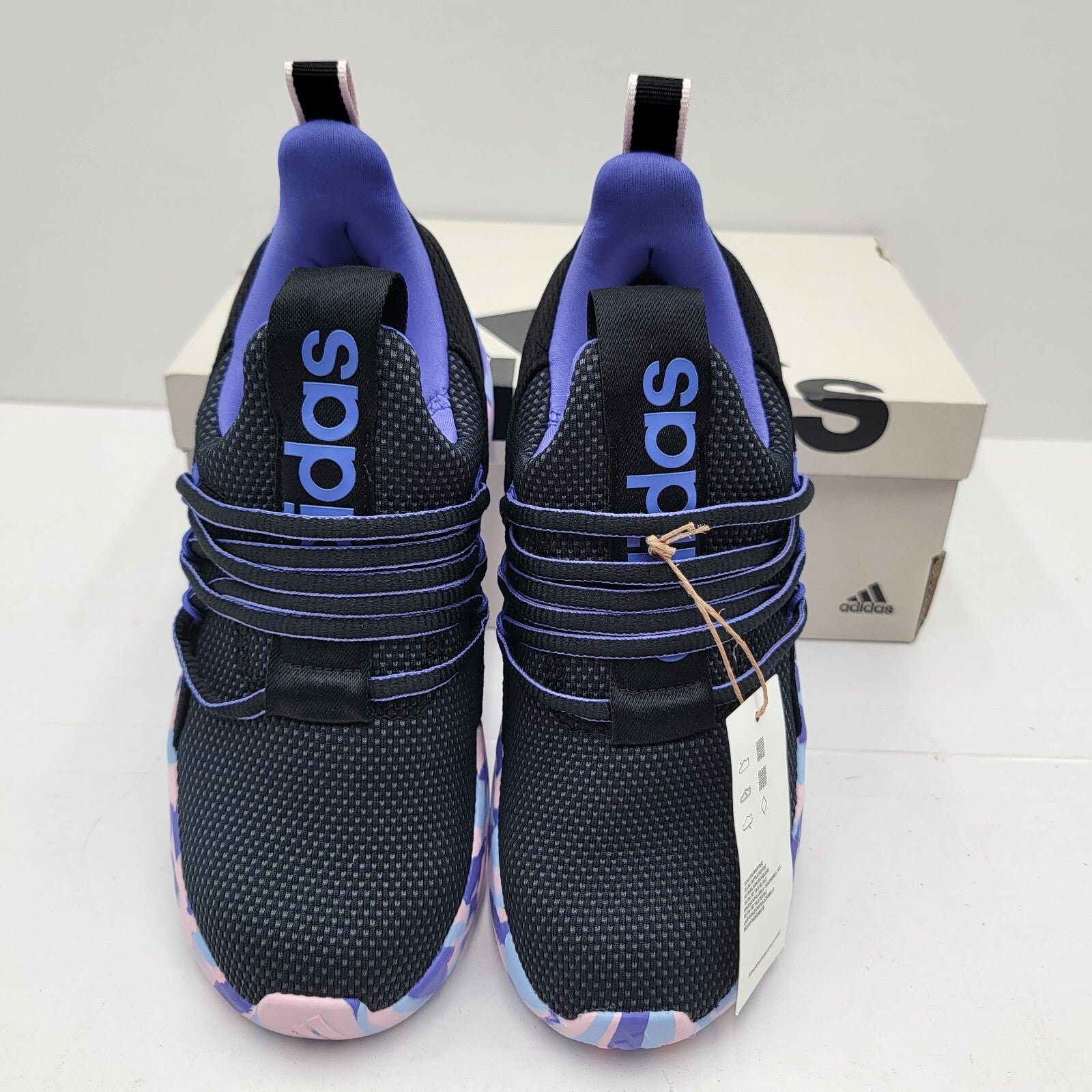 Adidas Kids Sz 3 Lite Racer Adapt 7 Running Slip On Tie Dye Blue Purple Sneaker3
