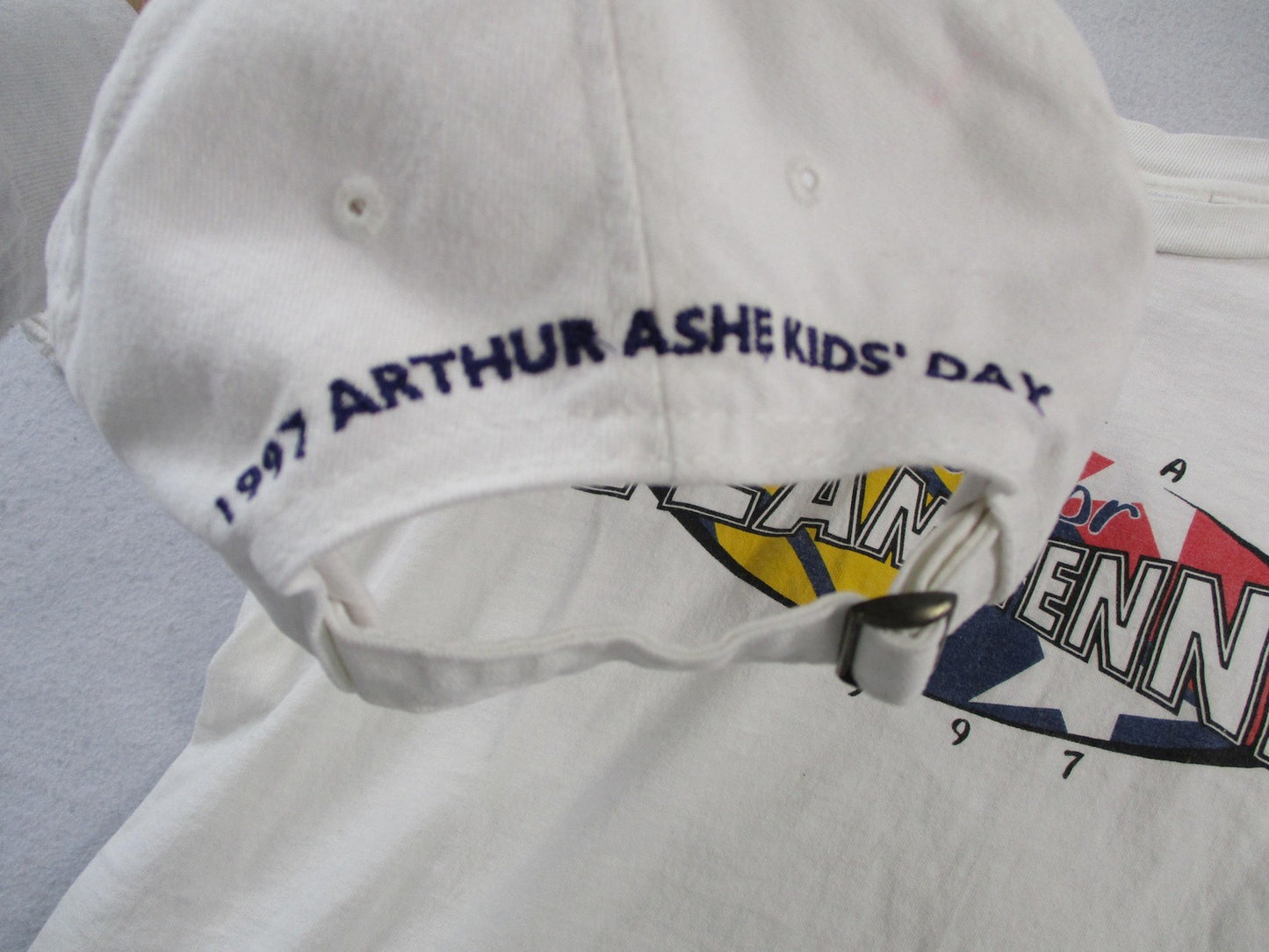 Vintage USTA 90's US Open Shirt & Hat Mens XL White Tennis Arthur Ashe Nike 14185