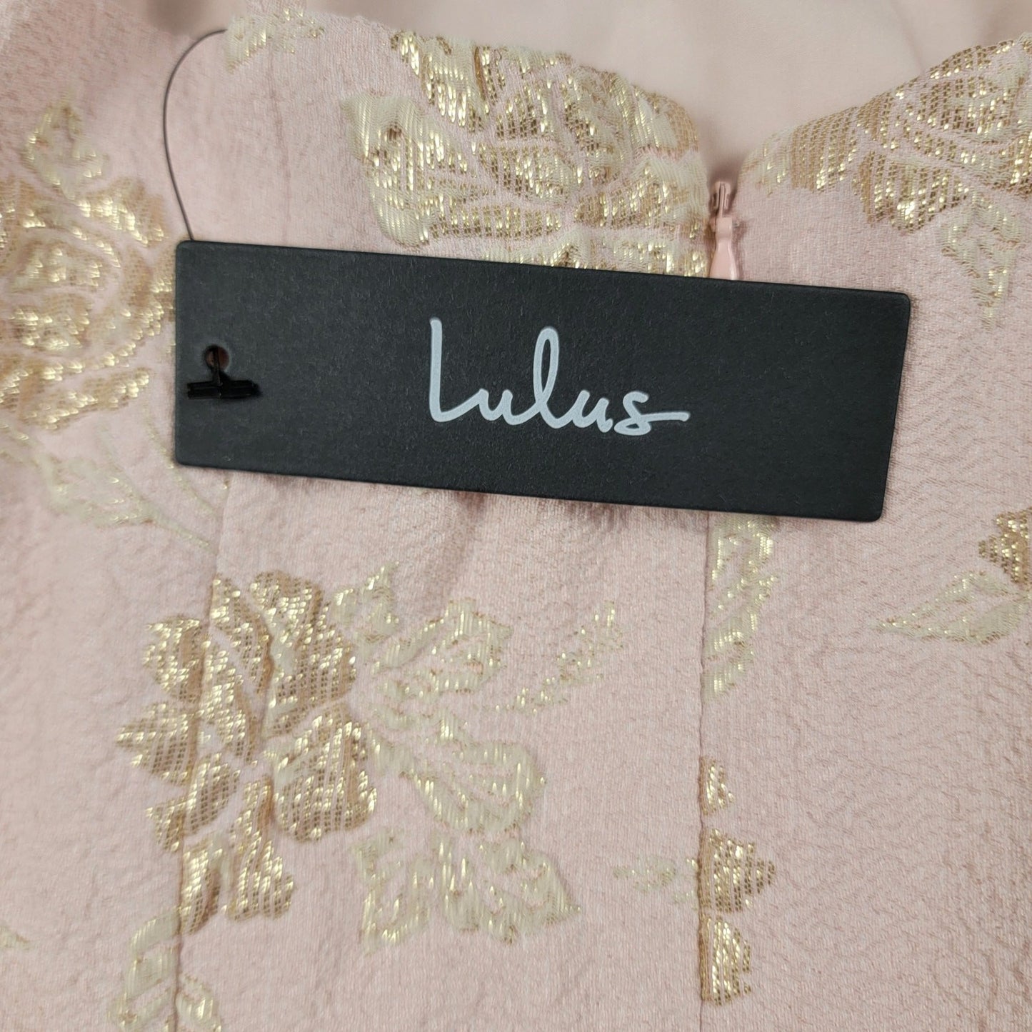 Lulus Pink Gold Floral Brocade Spaghetti Strap Mini Dress Women’s XS NWT